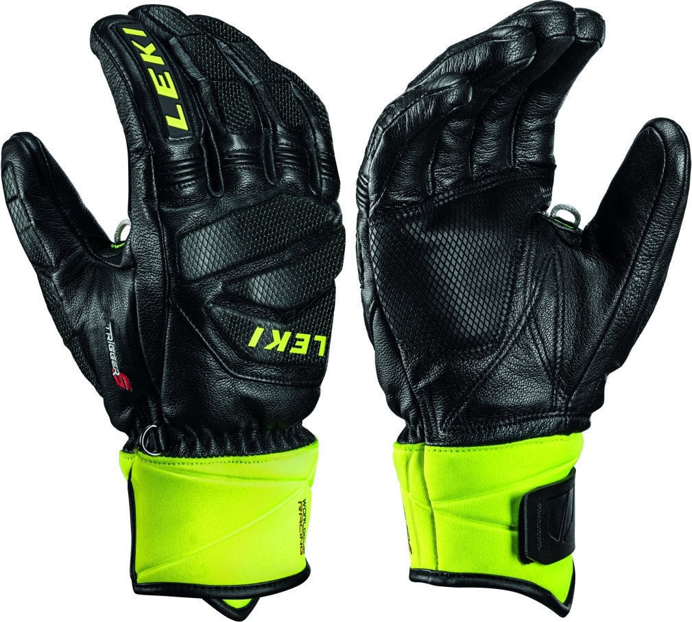 Ski Gloves Leki Worldcup Race Downhill S Black/Ice Lemon 9,5 Ski Gloves