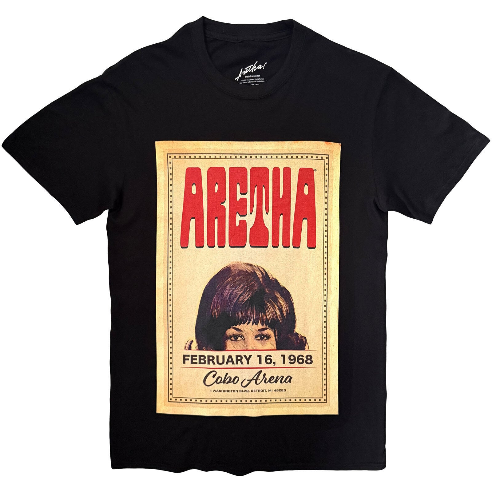 Majica Aretha Franklin Cobo Hall Black M Majica