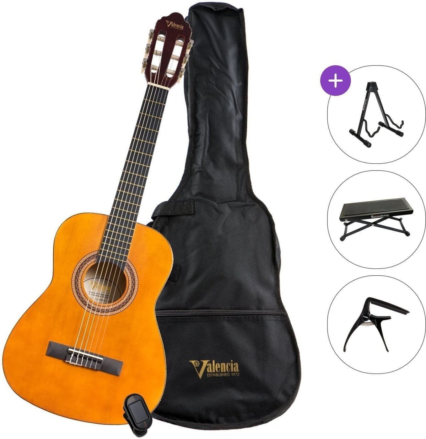 Guitarra clásica Valencia VC103K Standard SET Natural Guitarra clásica