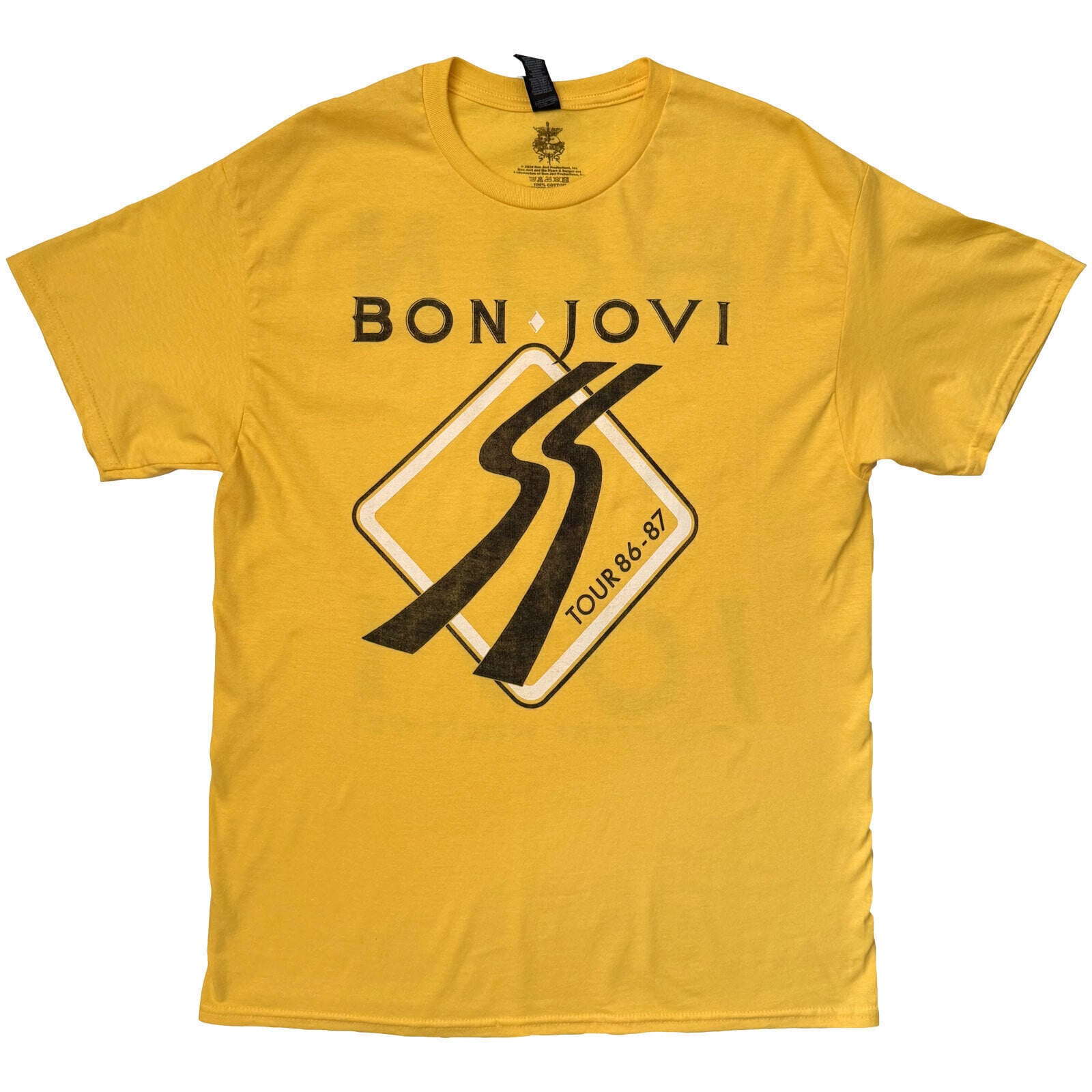 Košulja Bon Jovi Tour '87 Road Sign (Back Print) Yellow 2XL Košulja