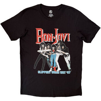 Tricou Bon Jovi Slippery When Wet '87 (Back Print) Black M Tricou - 1