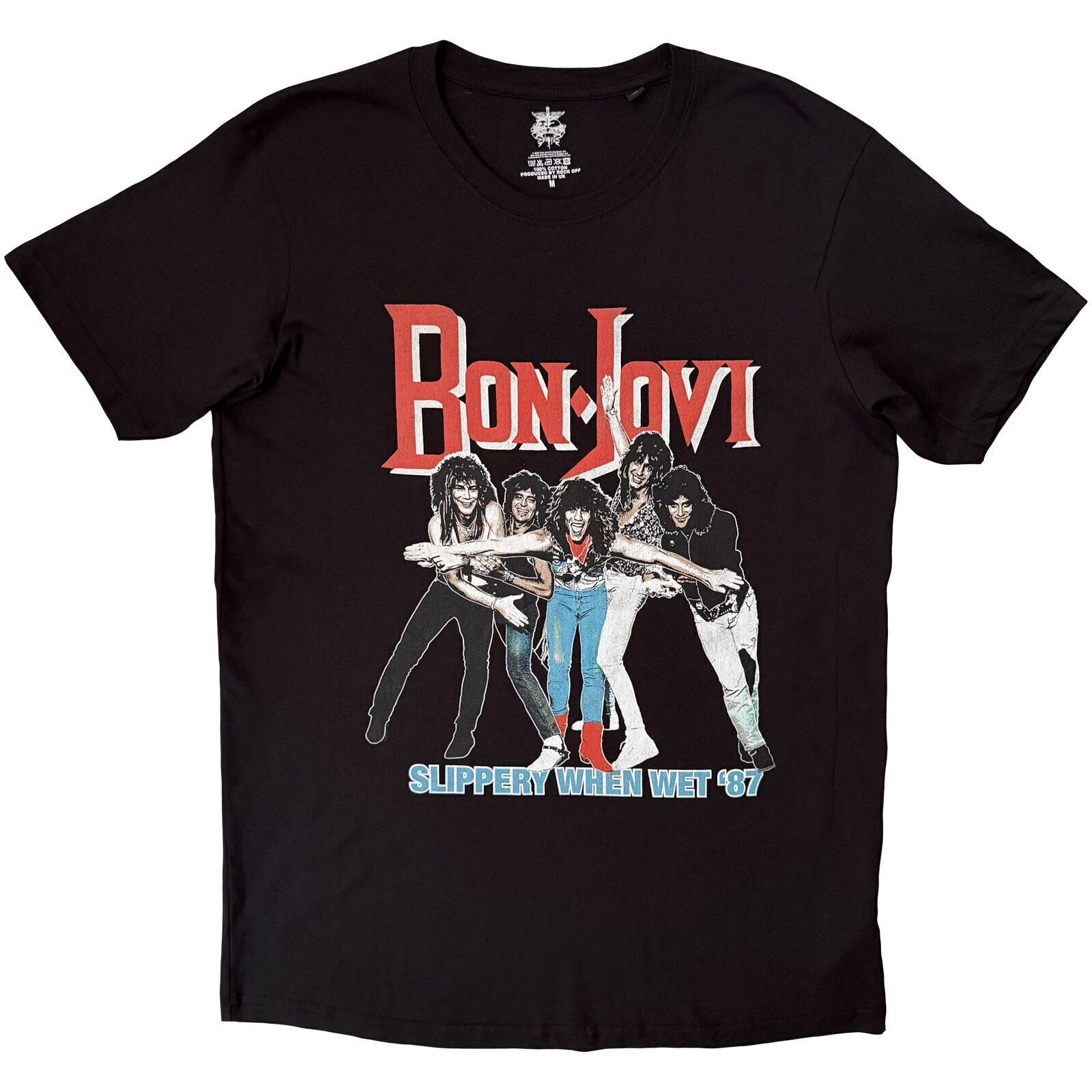 Tricou Bon Jovi Slippery When Wet '87 (Back Print) Black XL Tricou