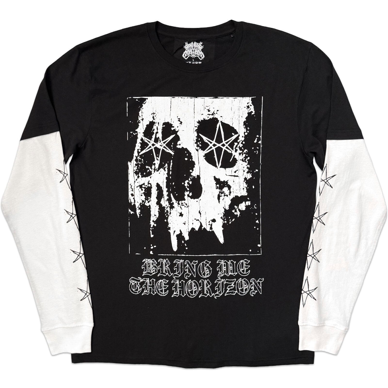 T-krekls Bring Me The Horizon Oversized Skull (Sleeve Print) Black & White S T-krekls