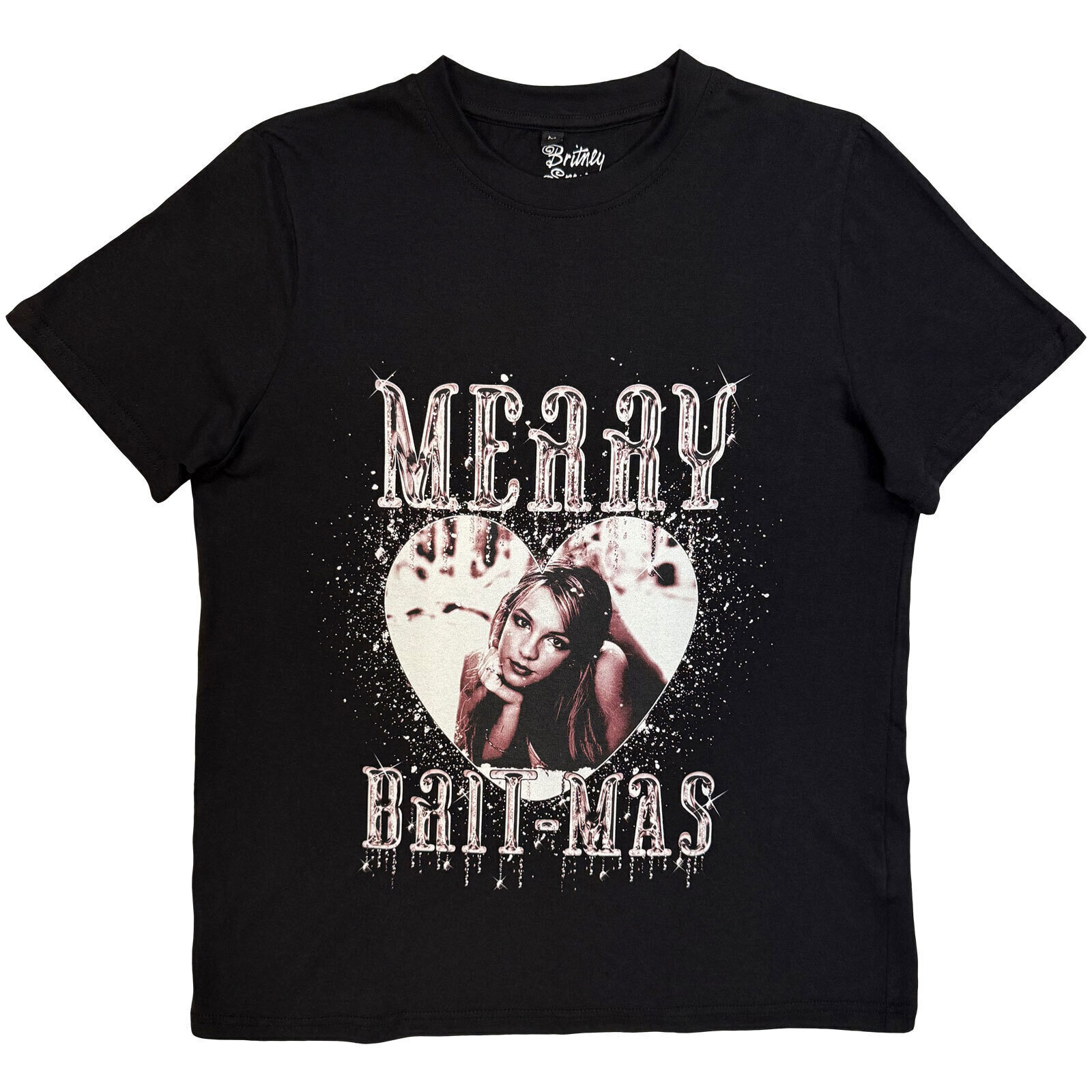 T-Shirt Britney Spears Merry Britmas Short Sleeve T-Shirt Black L Ladies