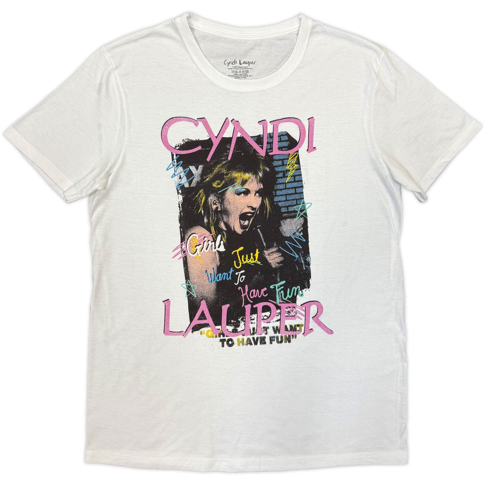 Tricou Cyndi Lauper Singing White M Tricou