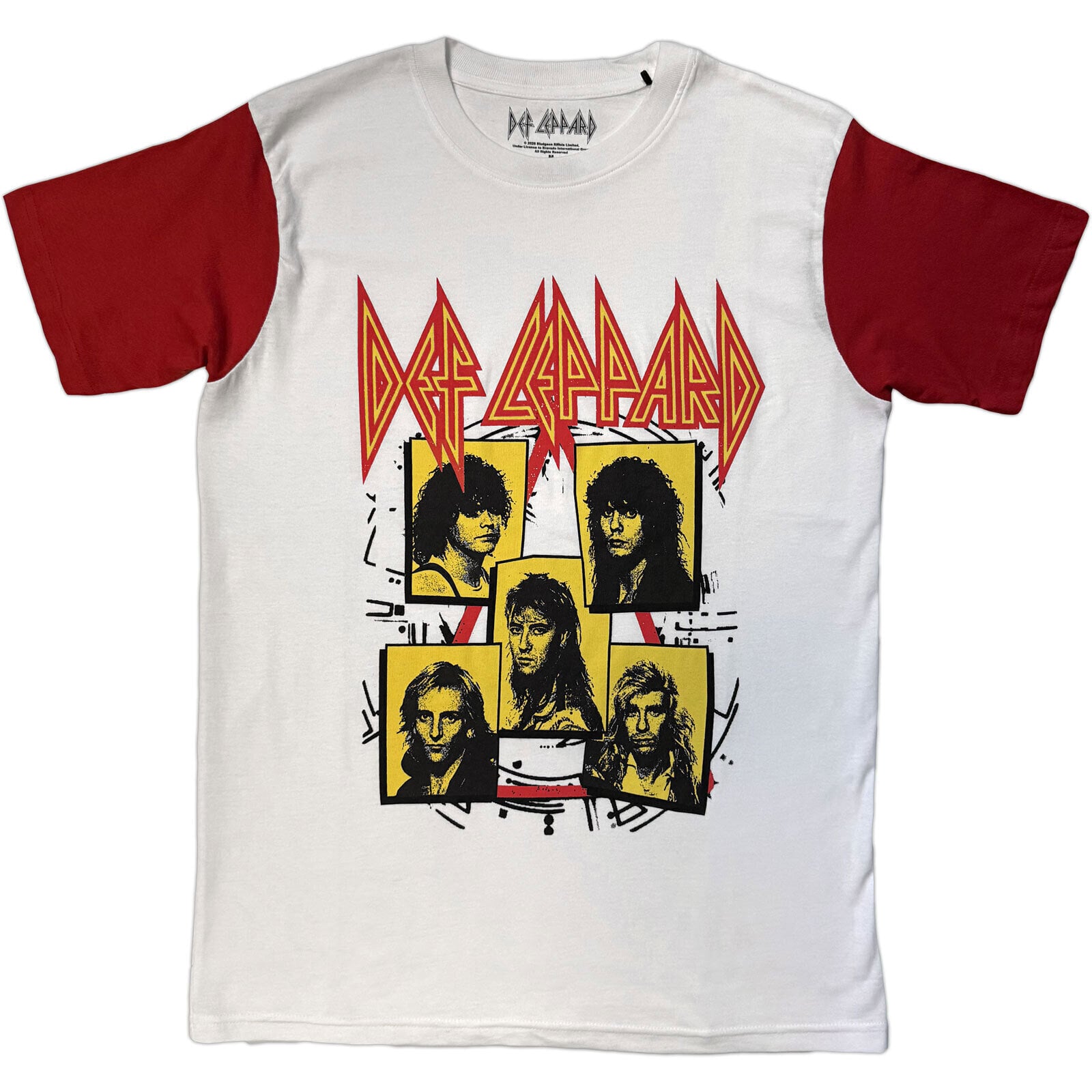 T-shirt Def Leppard Band Frame Red & White S T-shirt