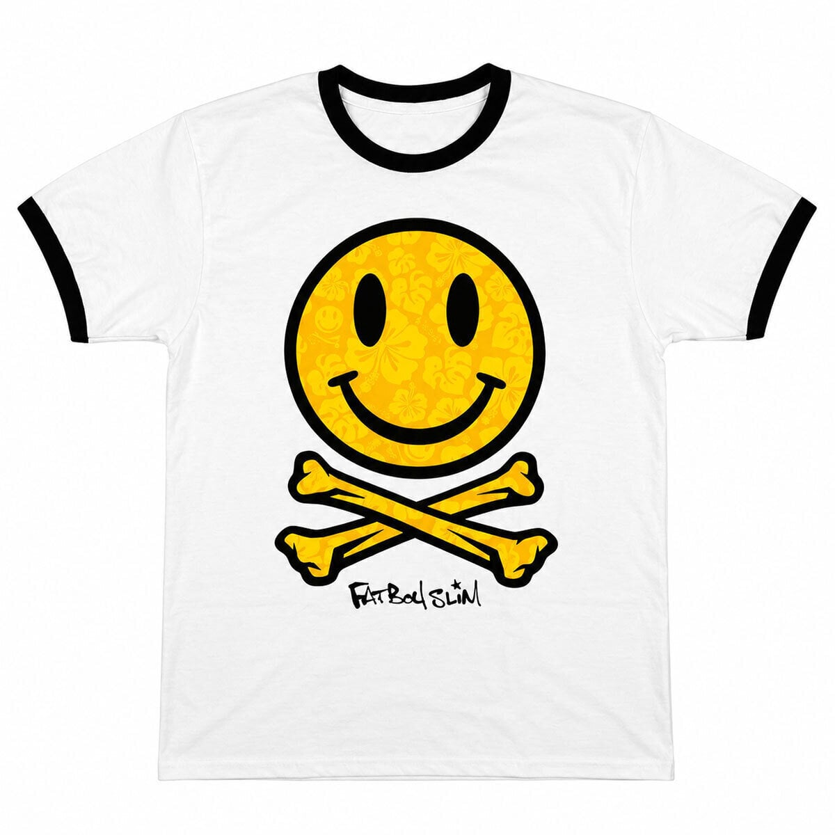 T-krekls Fatboy Slim Hawaiian Happy Face (Back Print) White XL T-krekls