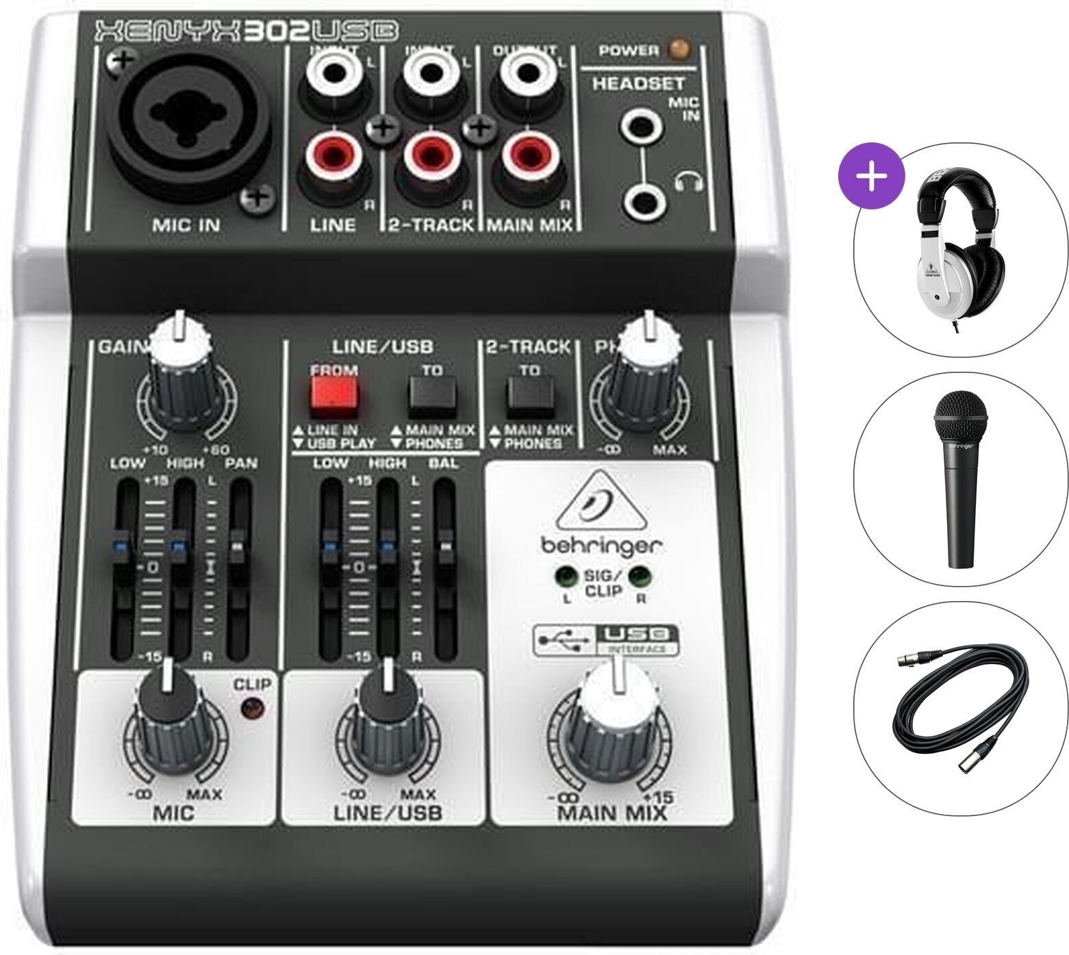 Mixing Desk Behringer XENYX 302 USB Standard SET Mixing Desk