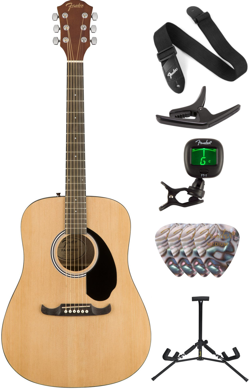 Akustická gitara Fender FA-125 Dreadnought Acoustic RW Natural Deluxe SET