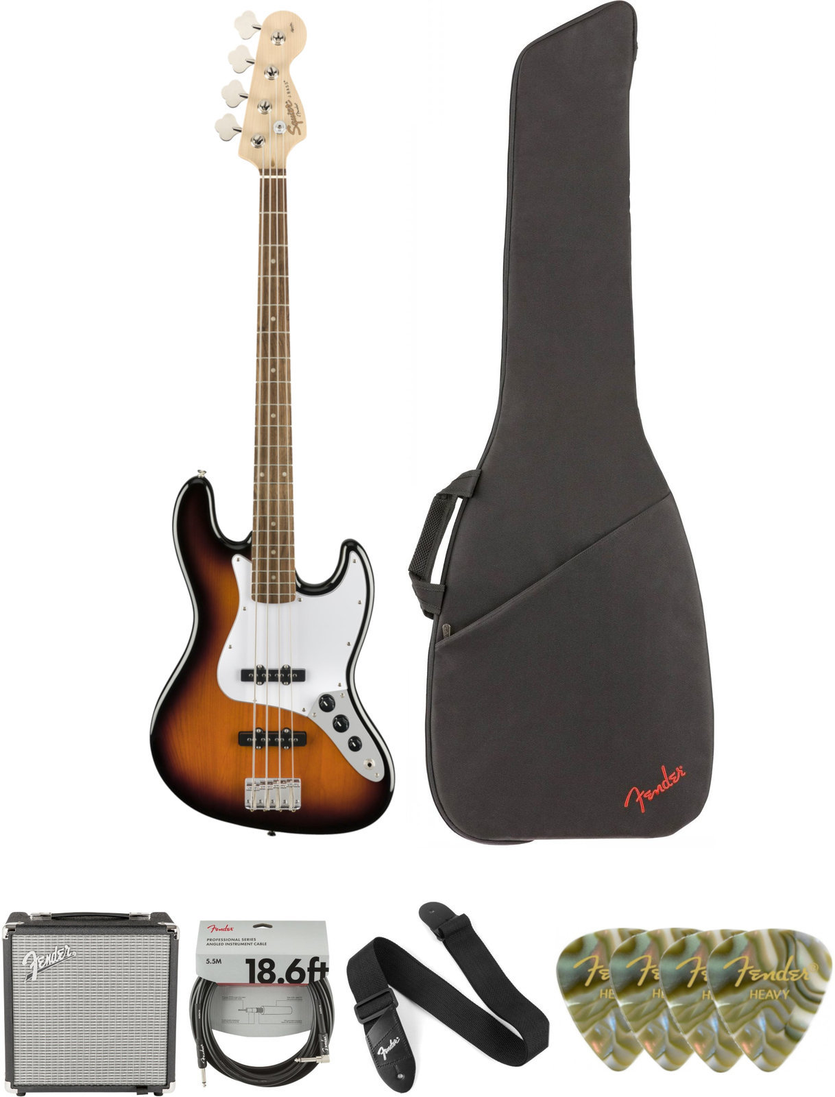 Elektromos basszusgitár Fender Squier Affinity Series Jazz Bass LR Brown Sunburst Deluxe SET Brown Sunburst