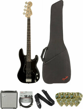 4-string Bassguitar Fender Squier Affinity Series Precision Bass PJ IL Black Deluxe SET Black - 1