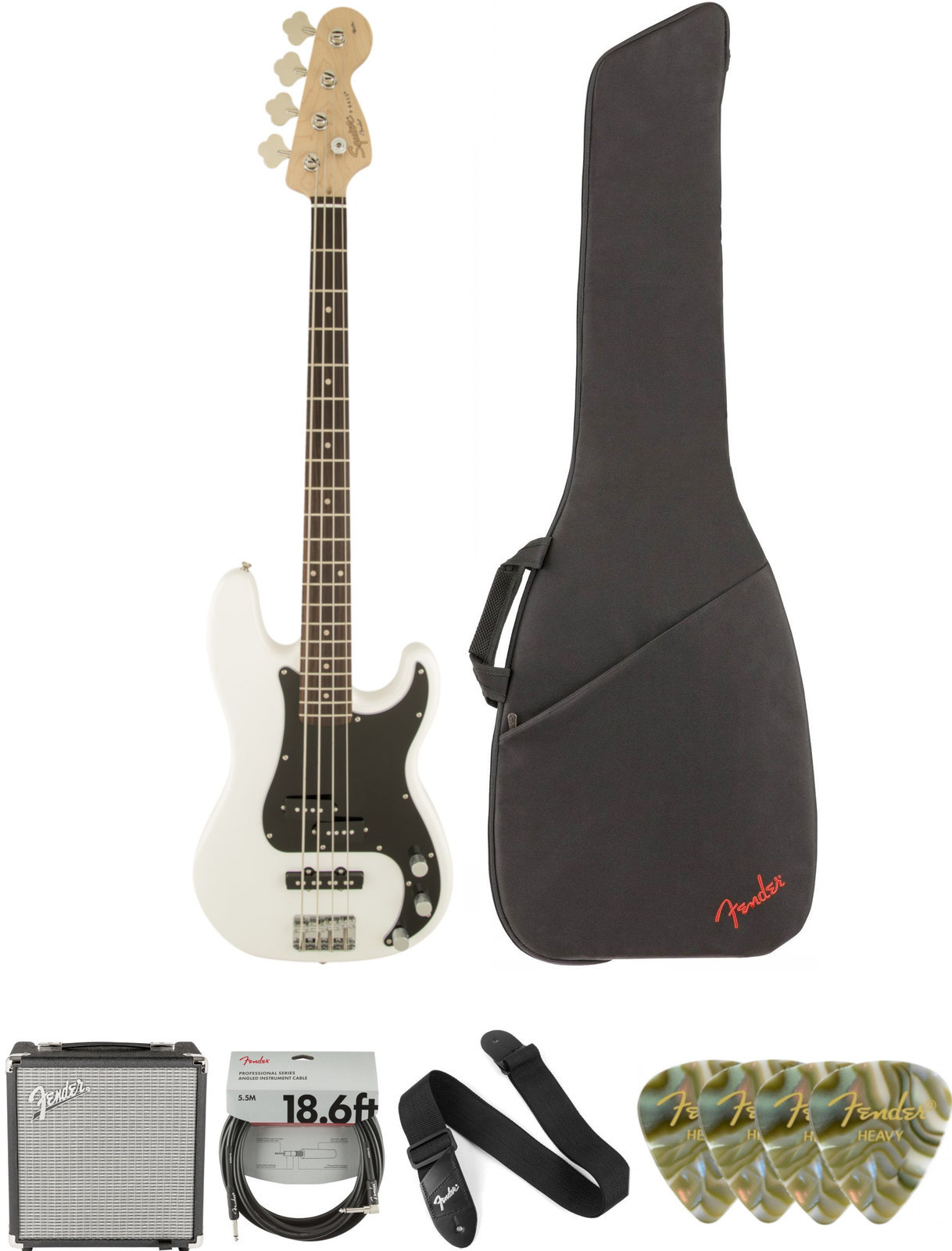 4-string Bassguitar Fender Squier Affinity Series Precision Bass PJ IL Olympic White Deluxe SET Olympic White