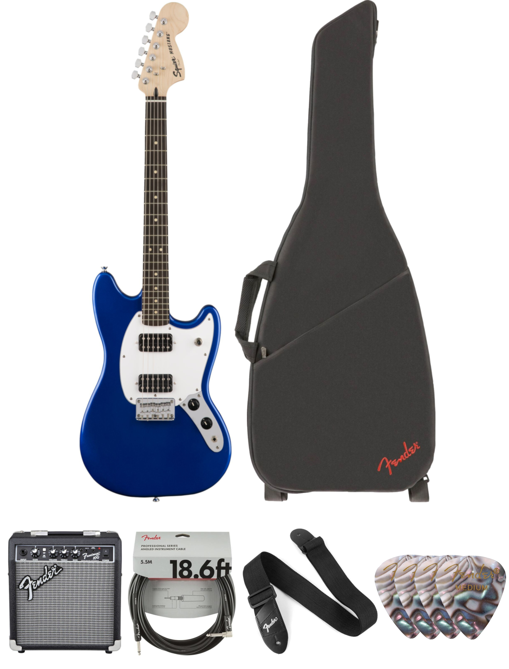 Fender Squier Bullet Mustang HH IL Imperial Blue Deluxe SET Imperial Blue -  Muziker