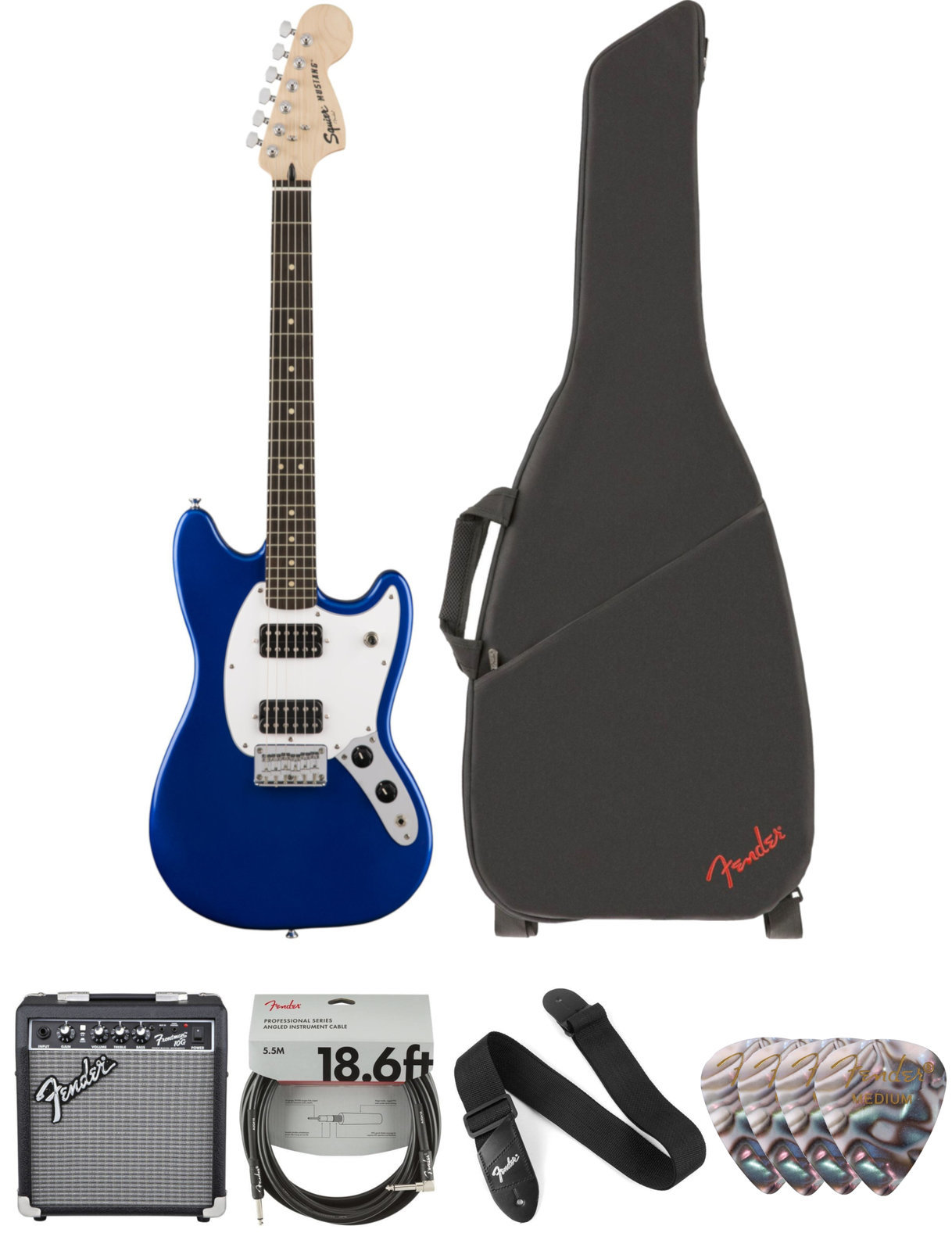 Fender Squier Bullet Mustang HH IL Imperial Blue Deluxe SET Albastru Imperial