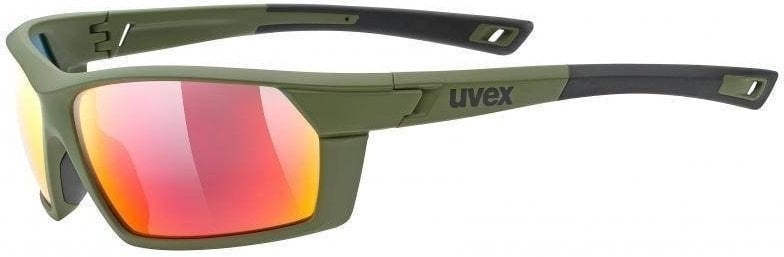 Lunettes vélo UVEX Sportstyle 225 Olive Green Mat/Mirror Red Lunettes vélo