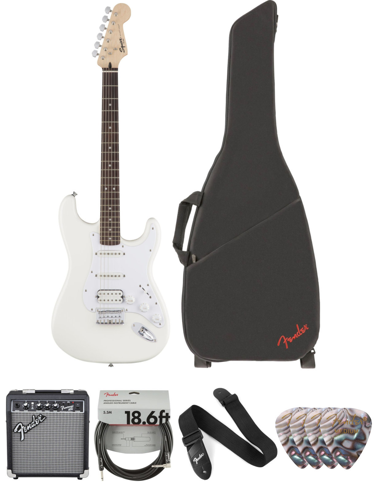 fender squier bullet stratocaster tremolo hss il arctic white