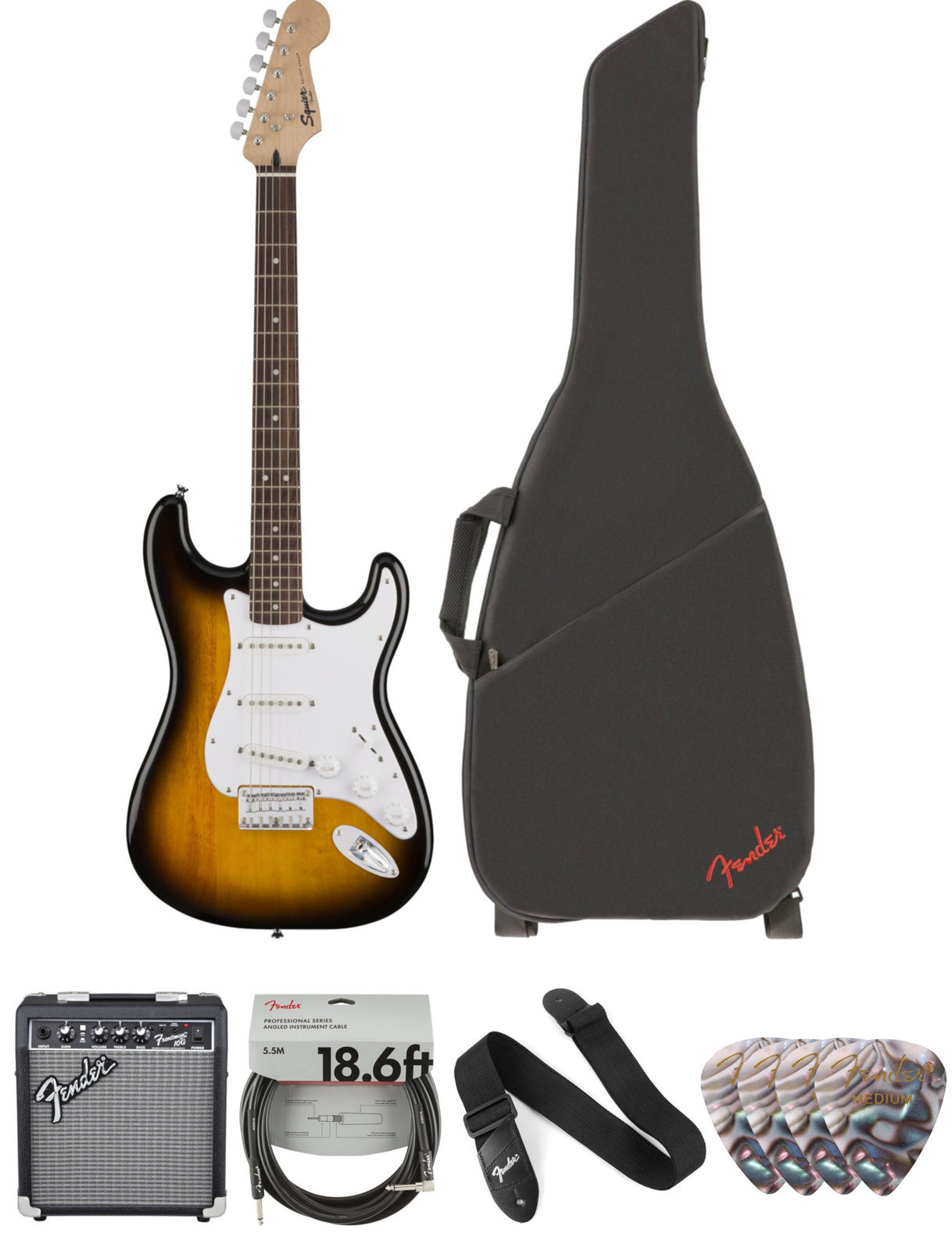 Fender Squier Bullet Stratocaster HT IL Brown Sunburst Deluxe SET Brown Sunburst