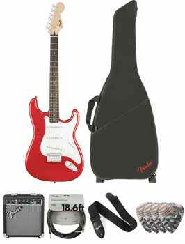 Elektromos gitár Fender Squier Bullet Stratocaster HT IL Fiesta Red Deluxe SET Fiesta Red - 1