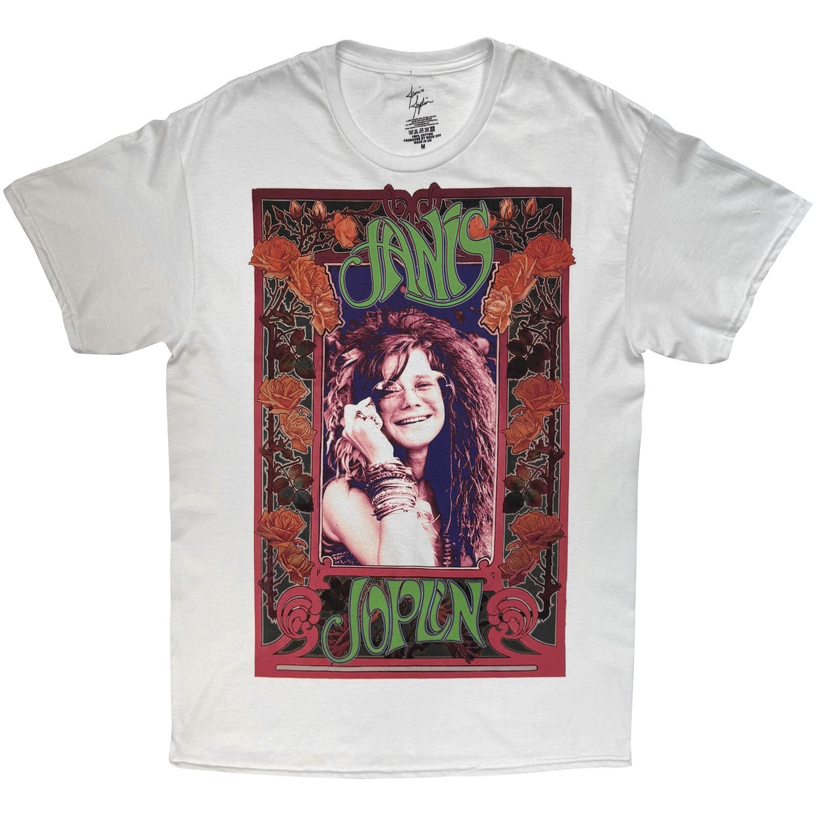 Košulja Janis Joplin Rose Border White L Košulja