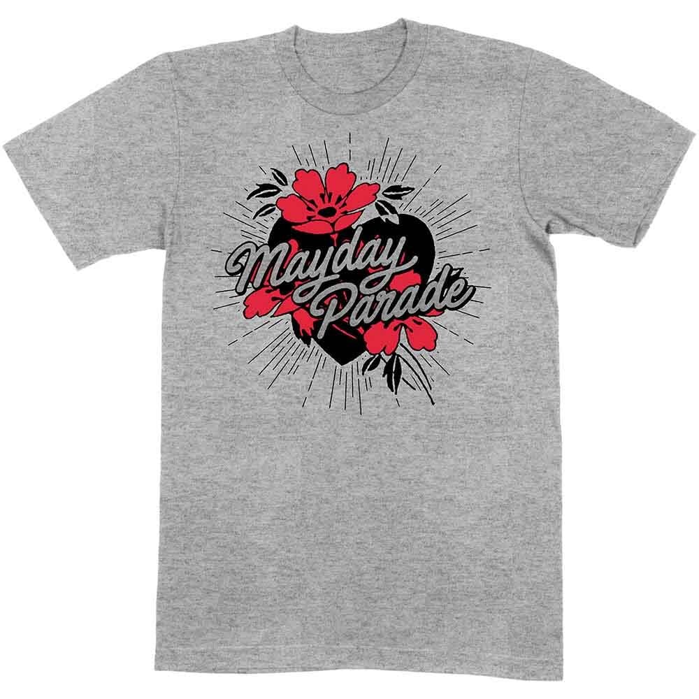Paita Mayday Parade Heart and Flowers Grey S Paita