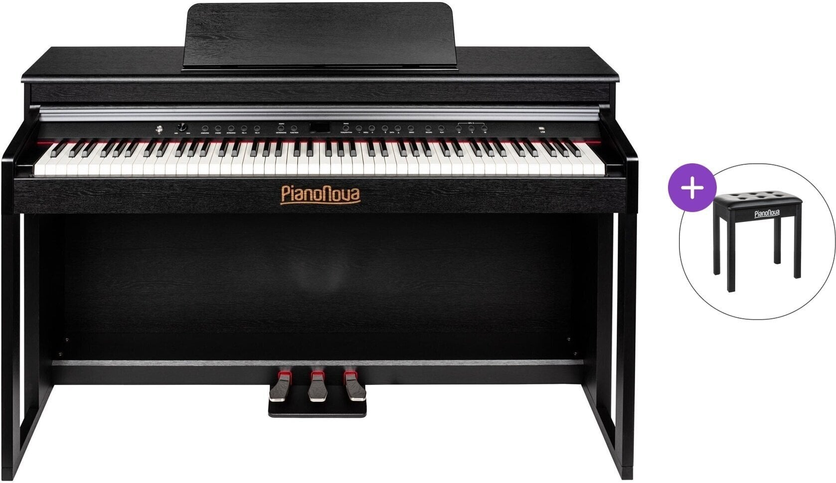 Digitaalne klaver Pianonova El Clasico MKII Basic SET Black Digitaalne klaver
