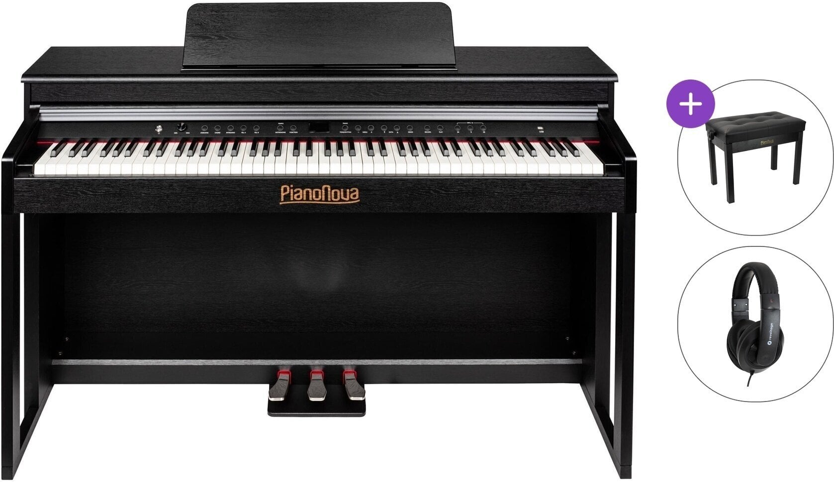 Digitaalne klaver Pianonova El Clasico MKII Standard SET Black Digitaalne klaver