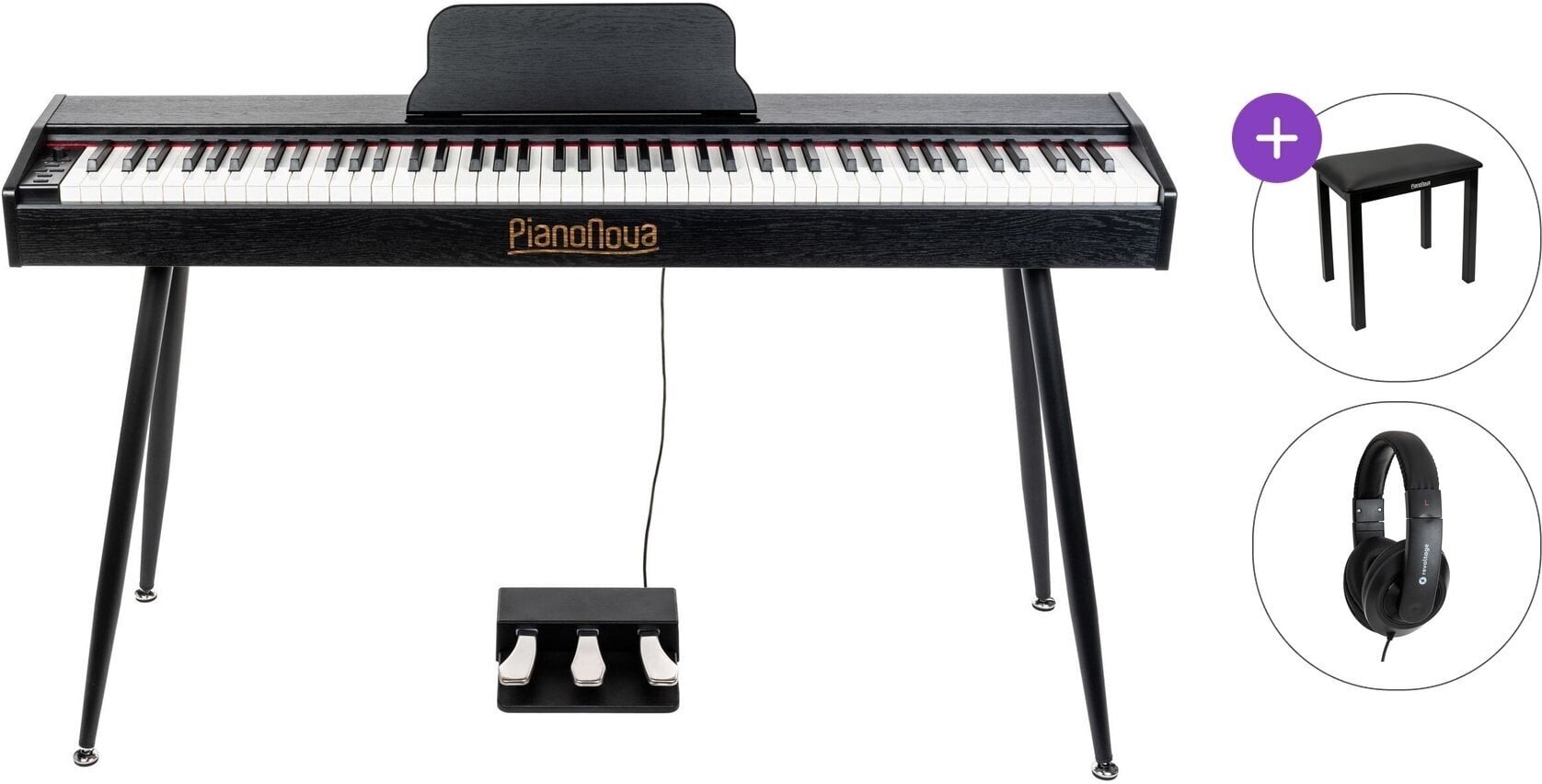 Digitaalne klaver Pianonova Sevilla MKII Standard SET Black Digitaalne klaver