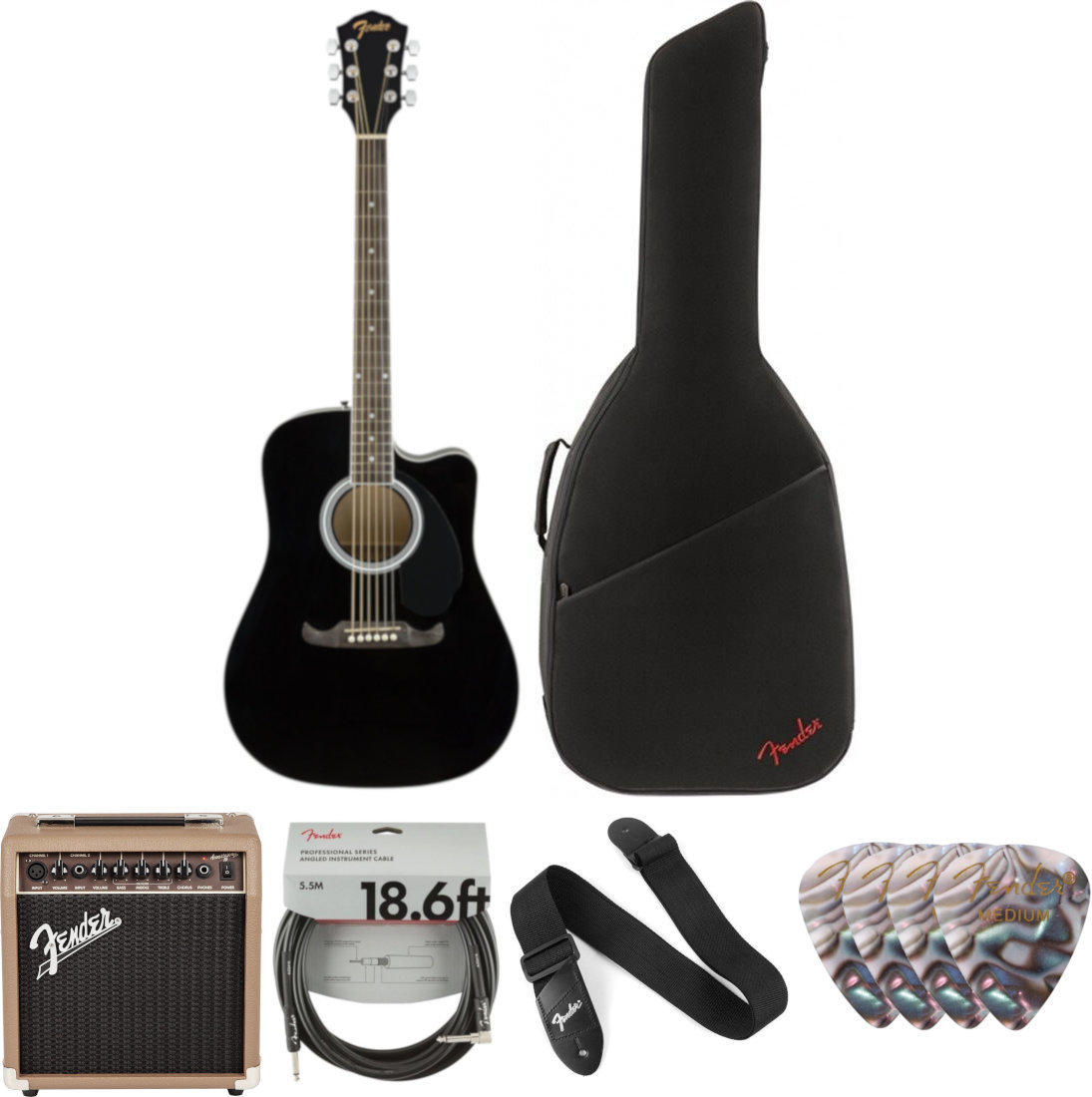 Guitarra electroacústica Fender FA-125CE Black WN Deluxe SET Black