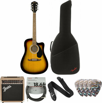 electro-acoustic guitar Fender FA-125CE Sunburst WN Deluxe SET Sunburst - 1