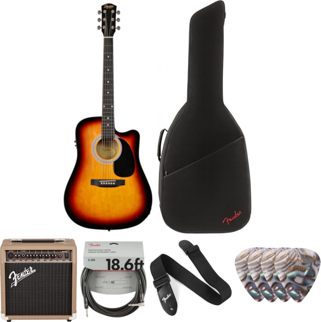 electro-acoustic guitar Fender Squier SA-105CE Sunburst Deluxe SET Sunburst