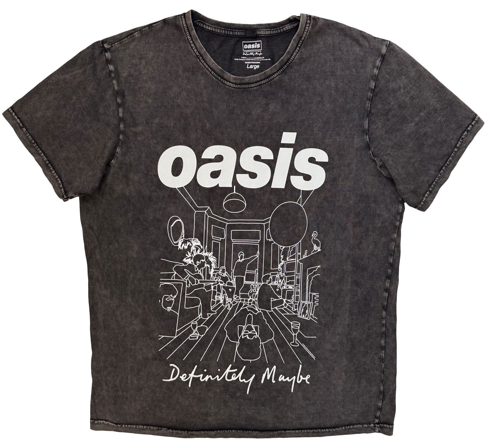 Maglietta Oasis Def Maybe Line Drawing Charcoal Grey XL Maglietta
