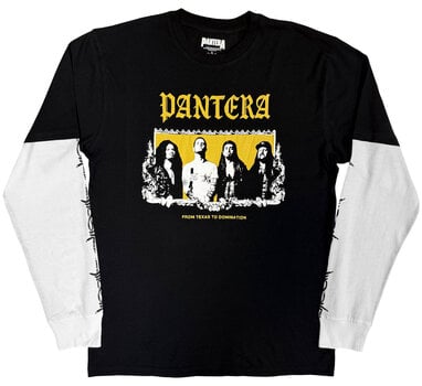 T-Shirt Pantera Texas To Domination (Back &Sleeve Print) Black & White S T-Shirt - 1