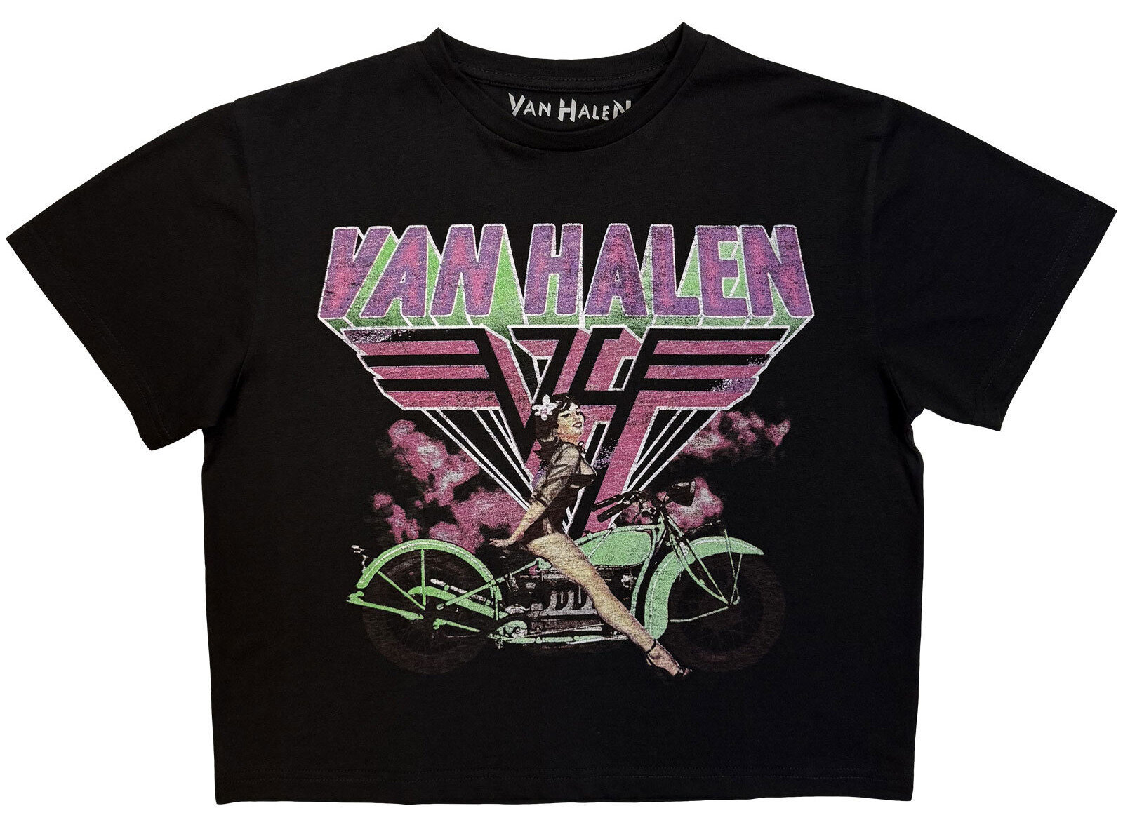 T-särk Van Halen Neon Retro Pin Up Rider Black L Naiste T-särk