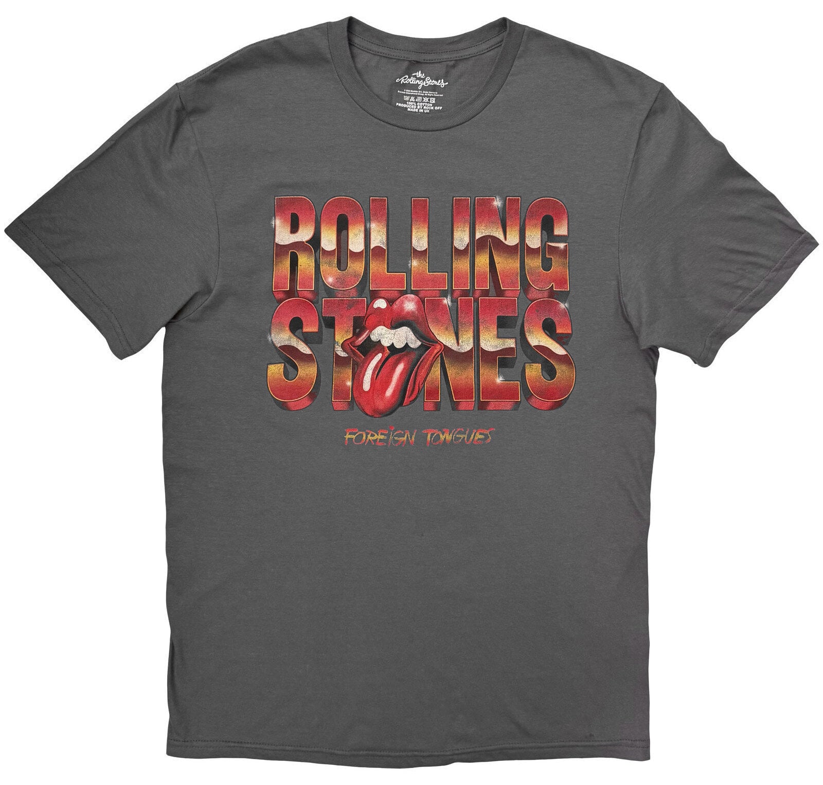 Majica The Rolling Stones 3D Foreign Tongues Logo Charcoal Grey L Majica