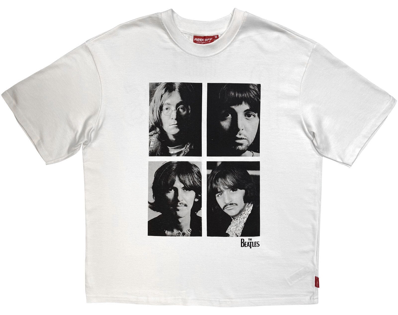 T-krekls The Beatles Four Portrait Wash White L T-krekls