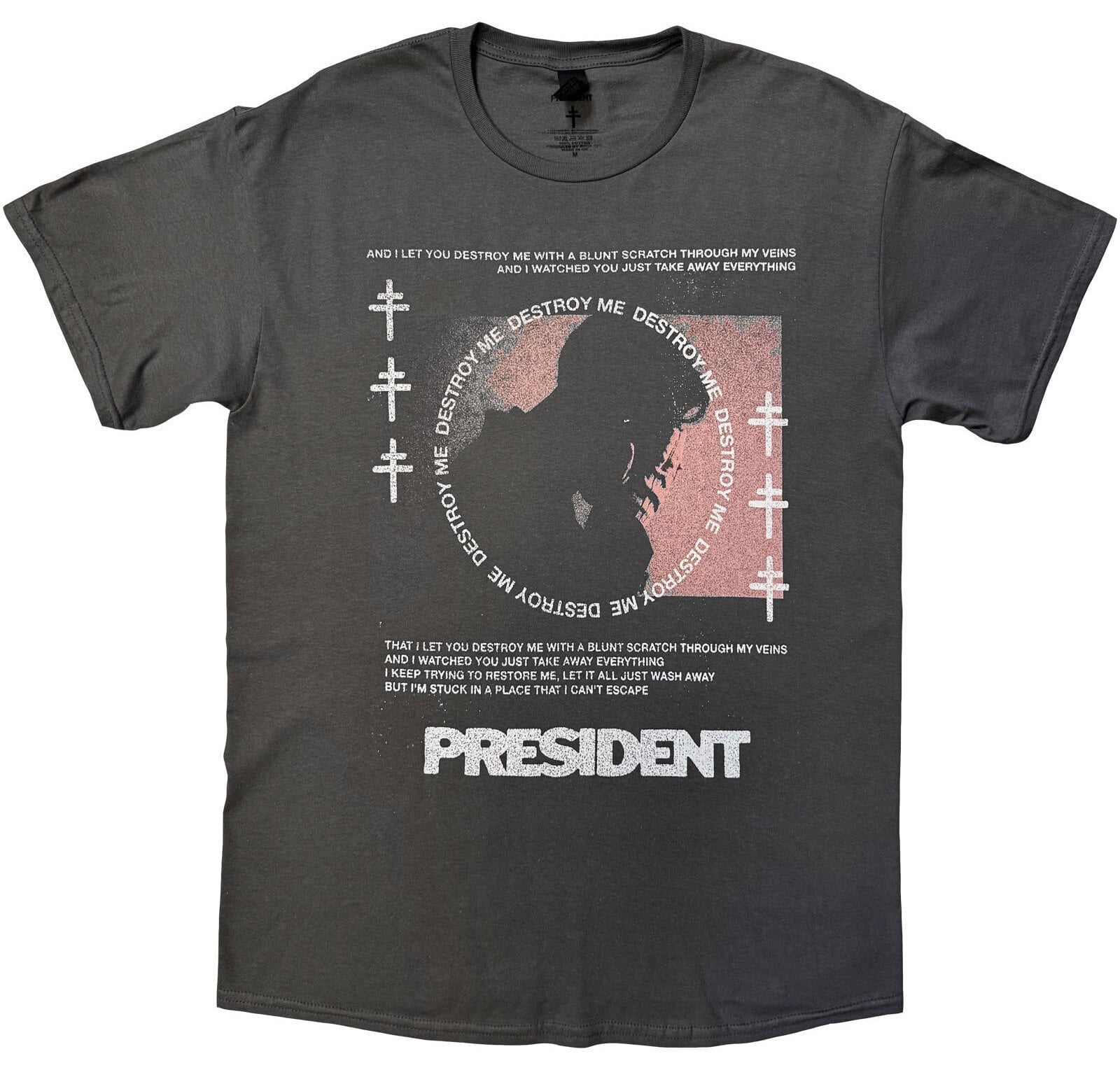 T-särk President Destroy Me Charcoal Grey XL T-särk