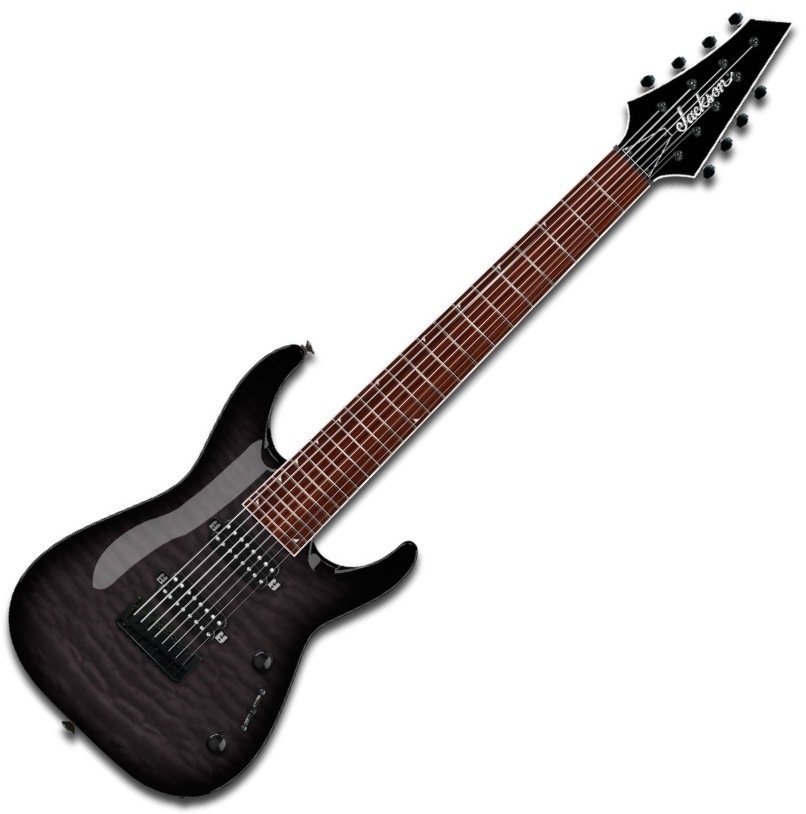 Guitarra elétrica de 8 cordas Jackson JS32-8Q Dinky Transparent Black