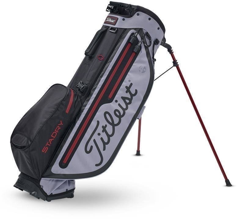 Чантa за голф Titleist Players 4 Plus StaDry Black/Sleet/Dark Red Чантa за голф
