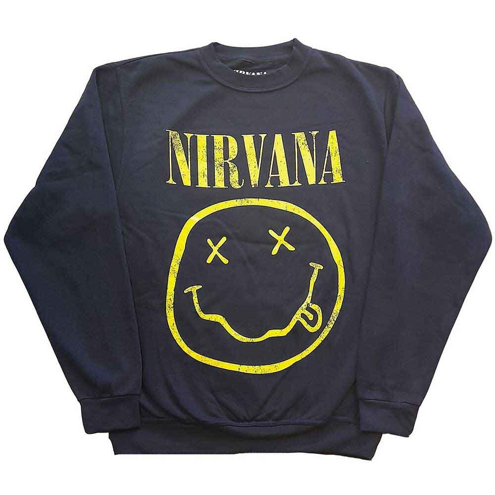 Hoodie Nirvana Yellow Happy Face Navy Blue XS Hoodie