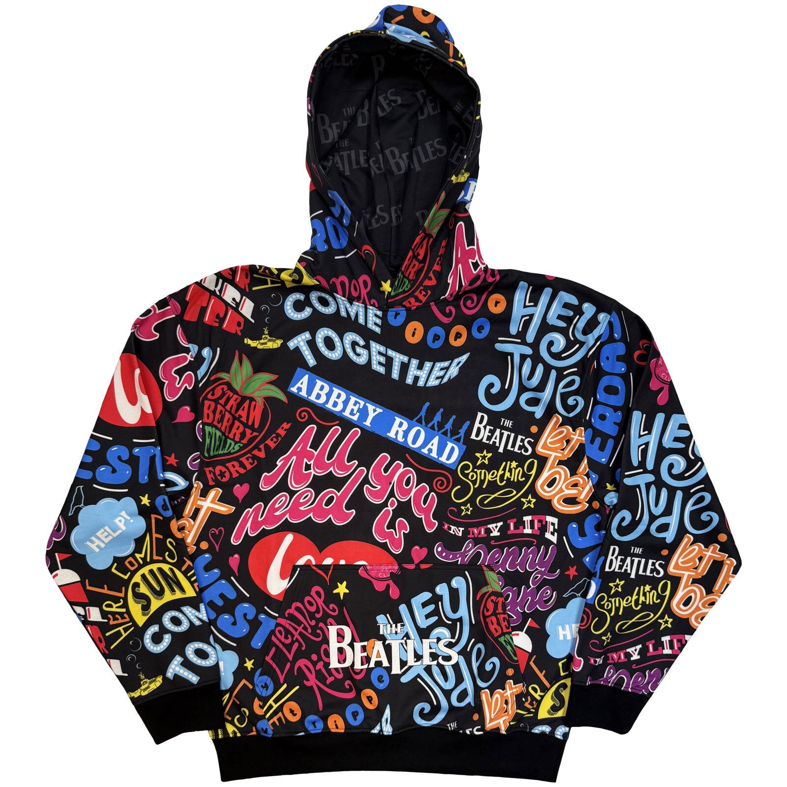 Hoodie The Beatles Song Titles (All Over Print) Black 2XL Hoodie