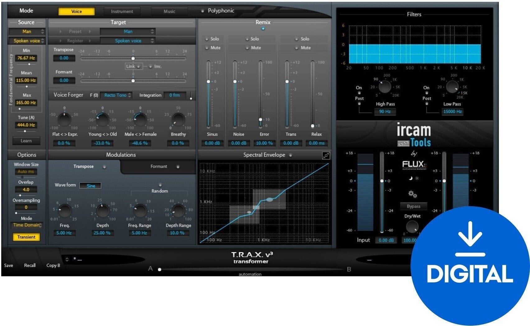 Procesador de efectos de complemento de software Flux Ircam Trax (Producto digital)