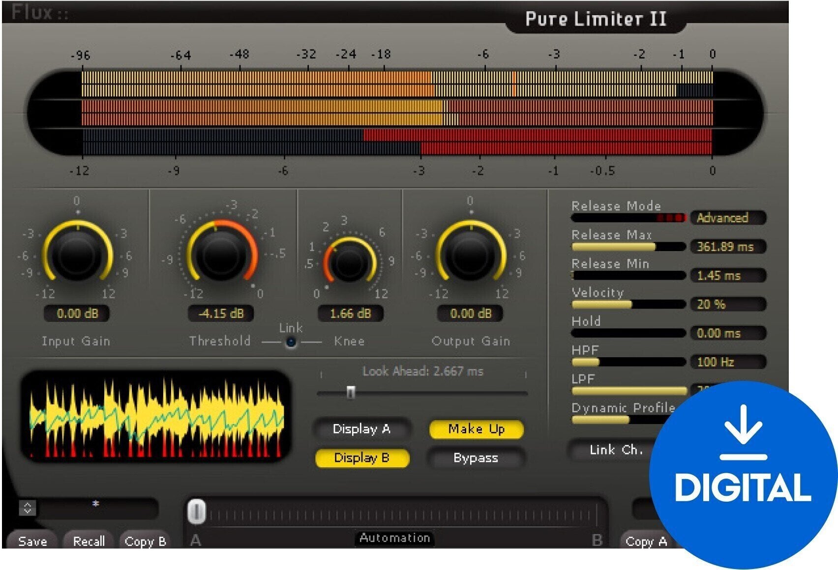 Procesador de efectos de complemento de software Flux Pure Limiter (Producto digital)