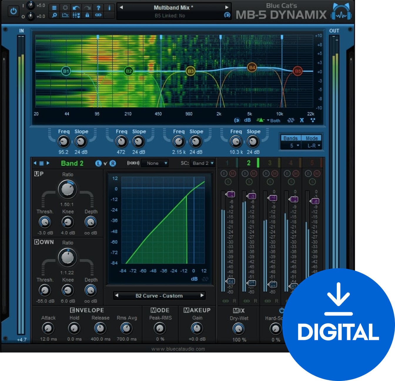 Procesador de efectos de complemento de software Blue Cat Audio MB-5 Dynamix (Producto digital)