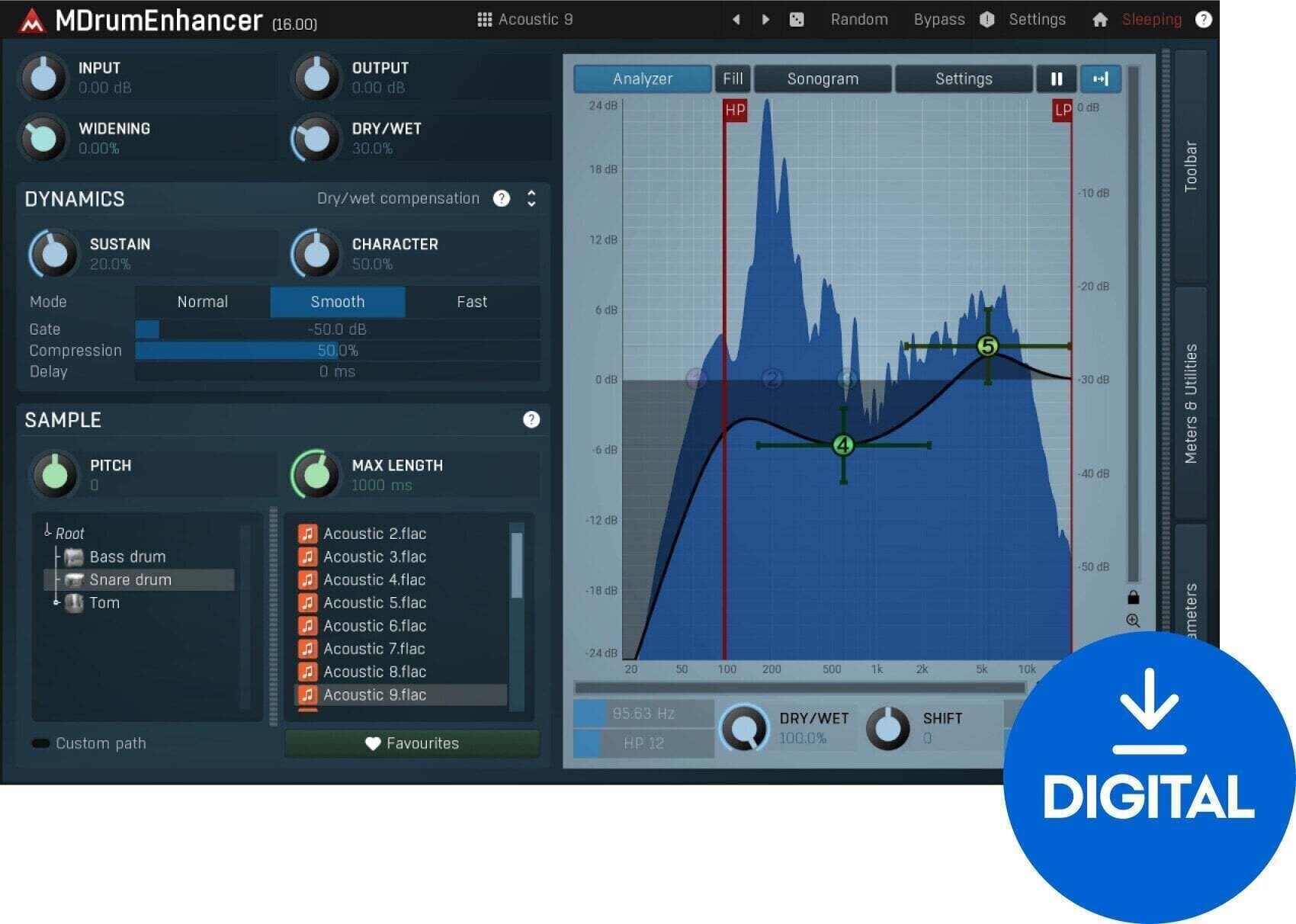 Procesador de efectos de complemento de software MELDA MDrumEnhancer (Producto digital)