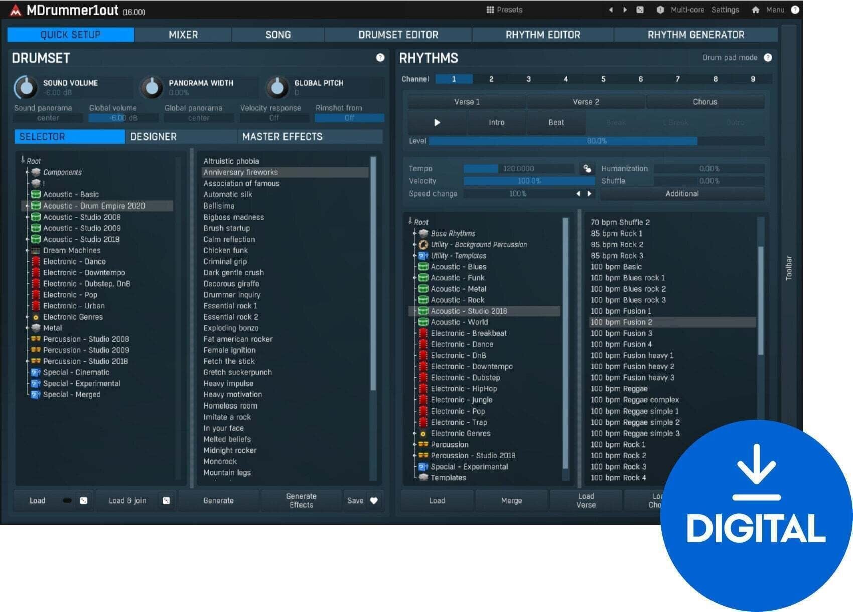 Procesador de efectos de complemento de software MELDA MDrummer (Producto digital)