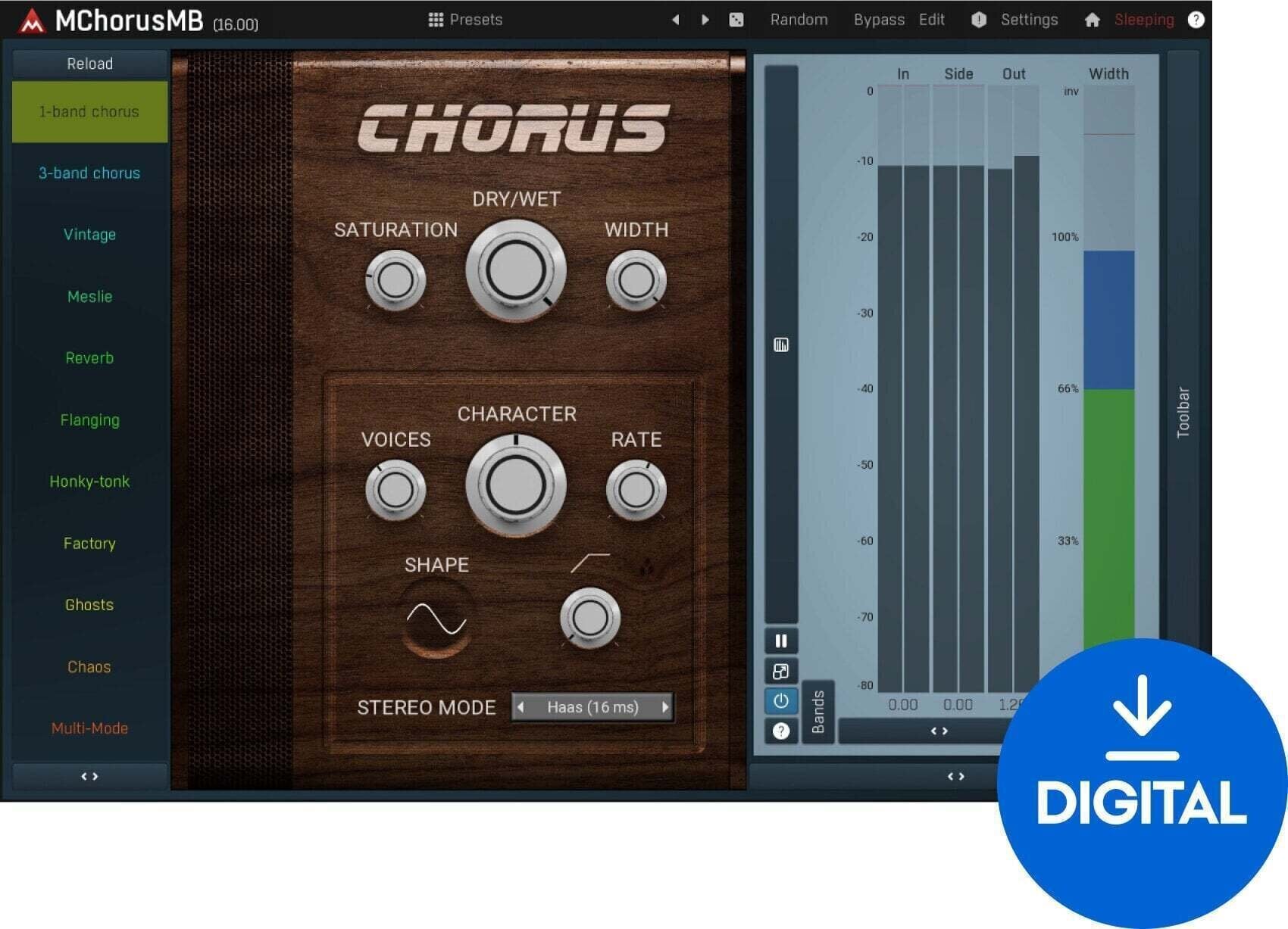 Procesador de efectos de complemento de software MELDA MChorusMB (Producto digital)
