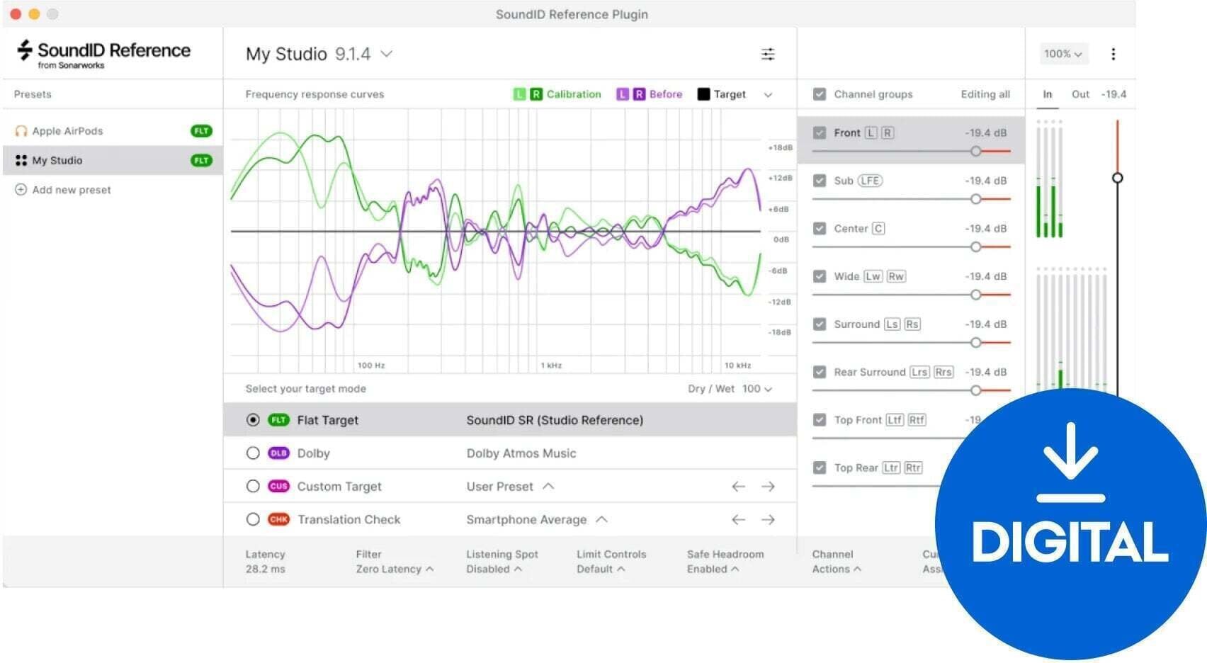 Procesador de efectos de complemento de software Sonarworks SoundID Reference for Multichannel (Producto digital)