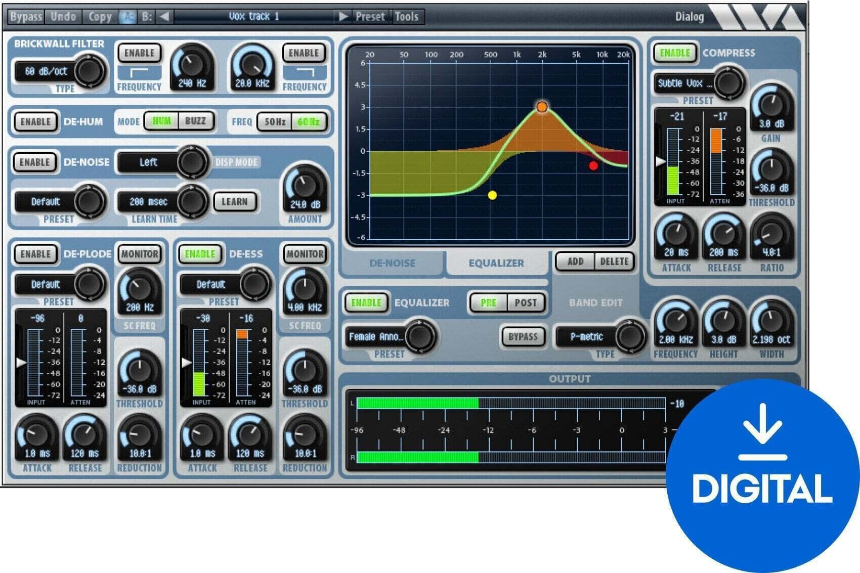 Procesador de efectos de complemento de software Wave Arts Dialog 2 (Producto digital)