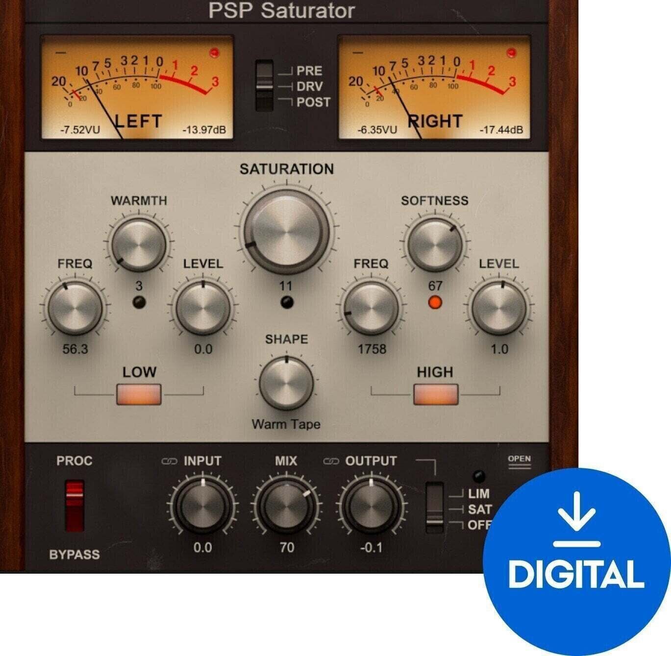 FX protsessori tarkvara pistikprogramm PSP Audioware Saturator (Digitaalne toode)