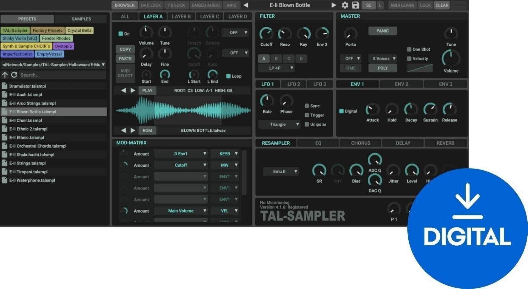 VST Instrument TAL SOFTWARE Sampler (Producto digital)
